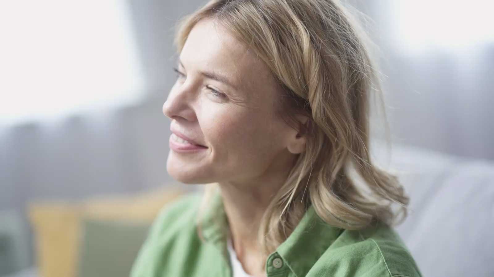 A woman relaxing in the sofa